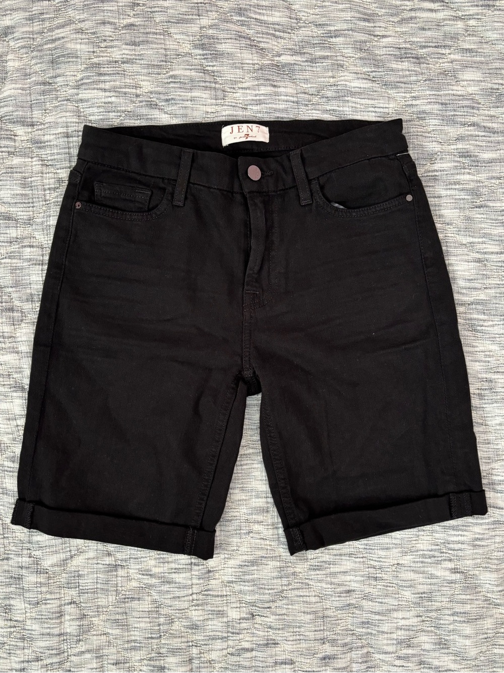 Jen 7 By 7 For All Mankind Black Women Bermuda Shorts Sz 4 NWT -